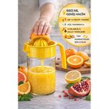 Sarı Narenciye Sıkacağı Manuel Meyve Sıkacak Portakal Limon Sıkacağı Hazneli Pratik 660 Ml