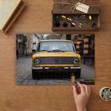 Sarı Nostaljik Araba Tasarımı 240 Parça Ahşap Puzzle Ahşap Kutuda MP04279