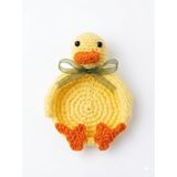 Sarı Ördek Amigurumi El Örgüsü Bardak Altlığı - Çok Amaçlı Dekoratif Takı ve Anahtar Tabağı - El Yapımı Örgü Figürlü Coaster