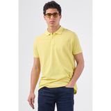 Sarı Polo Yaka Pamuklu Düz Renk Slim Fit Erkek T-shirt