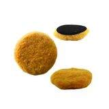 Sarı Renkli 3 Adet Koyun Kuzu Postu Pedi, Ø 125 Mm Pasta Cila