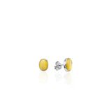 Sarı Sedef Taşlı Oval Gümüş Küpe 0.8X0.6cm [Oyok374]