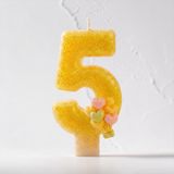 Sarı Sim Pasta Mumu Doğum günü mum 1 yaş Balon Konsept (5)
