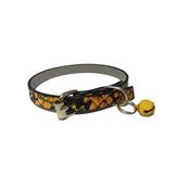 Sarı Siyah Anakonda Desen Derili 1 Cm Metal Kilit Tokalı Zilli Kedi Tasması