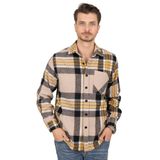 Sarı Siyah Geçişli Oversize Oduncu Hediye Kutulu Erkek Gömlek M