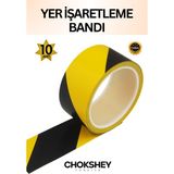 Sarı Siyah Yer Işaretleme Bandı 50MMX30MT 10 Adet