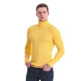 Sarı Slim Fit Fitilli Balıkçı Yaka Yünlü Triko Kazak | XXL