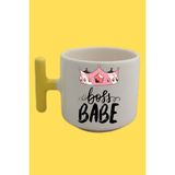 Sarı T Kulp Boss Babe Temalı Nescafe Latte Fincanı - Beyaz - 300 cc