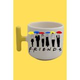 Sarı T Kulp Friends Temalı Nescafe Latte Fincanı - Beyaz - 300 cc