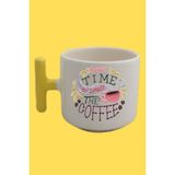 Sarı T Kulp Time To Coffee Temalı Nescafe Latte Fincanı - Beyaz - 300 cc