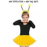 Sarı Tütü Etek Sarı Ponponlu Arı Taç Seti