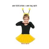Sari Tutu Etek Ve Sari Ponponlu Ari Tac Seti