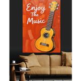 Sarı Ukulele Müzik Posteri Dekoratif Kanvas - Mdf Ahşap Tablo