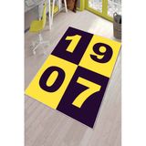 Sarı Ve Lacivert Kaymaz Tabanlı Yıkanan Taraftar Halısı Kd61