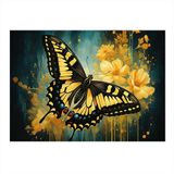Sarı Ve Siyah Kelebek Figürü Modern Ahşap Tablo 25cmX 35cm