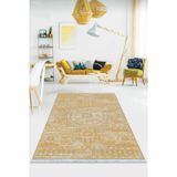 Sarı Vintage Dokuma Pamuk Tabanlı Kaymaz Kilim Klm249