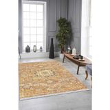 Sarı Vintage Dokuma Pamuk Tabanlı Kaymaz Kilim Klm251
