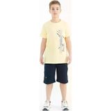 Sarı Yazı Baskılı O Yaka Standart Kalıp Erkek Çocuk T-Shirt - 11119