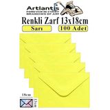 Sarı Zarf 13X18 Cm 100 Adet Sarı Mektup Zarfı Davetiye Zarfı Kartpostal Çekiliş Hediye Zarfı