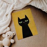 Sarı Zeminli Kedi Çocuk Odası Duvar Posteri Çerçeveli Tablo Duvar Dekorasyonu - 21 x 30 - Çerçevesiz Poster