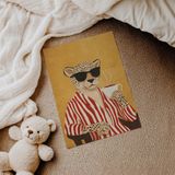Sarı Zeminli Leopar Çocuk Odası Duvar Posteri Çerçeveli Tablo Duvar Dekorasyonu - 30 x 40 - Çerçevesiz Poster