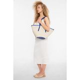 Saria Moda Kadın Renkli Biyeli Tote Omuz Çantası - 46x2 - Saks Mavi