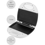 Sarıboğa Mini Tost Makinesi 750W Kolay Temizlenebilir Yüzey Modern Beyaz Renkli Tasarım - Çok Renkli