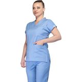 Sarıçiyil Tekstil V Yaka Bebe Mavisi Hastane Forması(Tek Üst) - XL