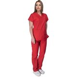 Sarıçiyil Tekstil V Yaka Nar Çiçeği Hastane Forması (Kadın Takım) - 2XL