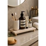 Sarıkaya Granit Doğal Mermer | Banyo Organizer Tepsisi | 12,5×25 cm | Ayaklı Mermer Tepsi | Lavabo Üstü Düzenleyici