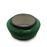 Sarıkhane Fileli Sarık - Yeşil Kumaş - Siyah Takke - Düz Sarım - Fileli - 7 Metre (56 Cm)