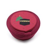Sarıkhane Hac Umre Sarığı - Bordo Kumaş - Bordo Takke - Düz Sarım - Mekke-Medine - 7 metre (57 Cm)