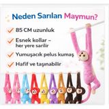 Sarılan Maymun Peluş Oyuncak 85 cm – Birbirine Yapışan Eller, Renkli Sevimli Askılı Oyuncak - Kahverengi