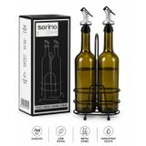 Sarina Cam Sarina Glass 750 cc Cam Yağlık Sirkelik Seti Metal Standlı 2'li Yağdanlık