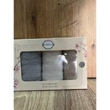 Sarina Lüx Kutulu 3lü Hediyelik Mutfak Havlusu 30X50 - Bej - Kahve - 30 x 50 cm
