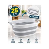 SARINCI 25 LT Katlanabilir Silikon Çamaşır Sepeti Akordiyon Katlanır Kirli Çamaşır Sepeti Yer Kaplamayan Pr
