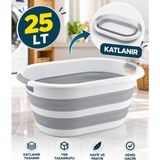 Sarıncı 25 Lt Katlanabilir Silikon Çamaşır Sepeti Akordiyon Katlanır Kirli Çamaşır Sepeti Yer Kaplamayan Pratik Sepet - Beyaz