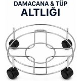 Sarıncı Paslanmaz Damacana ve Tüp Altlığı Tekerlekli | Su Damacanası & Piknik Tüpü Taşıma Standı | Hareketli Metal Sehpa