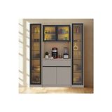 Sarıoğlu Mobilya Viena Sand Maxi Modern Kahve Köşesi Ünitesi Komple Mdf Led Işıklı Vitrinli Büyük Boy Kahve Dolabı 170X205 Cm