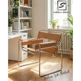 Sarıoğlu Mobilya Wassily Chair Metal Iskelet Taba Deri Berjer Koltuk – Modern & Ikonik Tasarım
