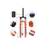 SARİSSA BİSİKLET BOLANY Kashima 29" Jant Havalı Kilitlenebilir Bisiklet Maşası 1-1/8 QR Amortisörlü Maşa Turuncu
