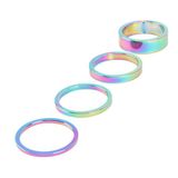 Sarissa Bisiklet Furş Spacer 5'li Paket Rainbow Furş Takımı Yüzüğü Gidon Spacer Oil Slick 5 ADET Set