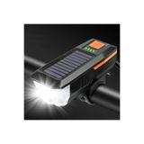 SARİSSA BİSİKLET Güneş Enerjili Usb Şarjlı Bisiklet Lambası Solar Fener Ön Far Işık Aydınlatma Kornalı Turuncu