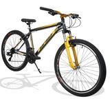 Sarissa Moon 27.5 Jant MTB Ön Amortisörlü Shimano Kelebek 21 Vites V Fren Siyah Sarı Dağ Bisikleti
