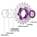 Sarissa ZTTO Bisiklet Single Speed Dönüştürme Kiti Single Speed Tek Vites Dişli Dönüşüm Kiti 18T Mor Renkli