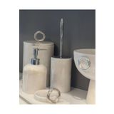 SARITAŞ Beyaz Mermer Banyo Seti - Top Aksesuar Detaylı
