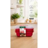 Sariva Home 1300 ML Mikrodalgada Kullanılabilen Yemek Saklama ve Taşıma Kabı Öğle Yemeği Beslenme ve Gıda Saklama Kabı Kırmızı
