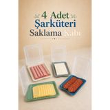 Sariva Home 4’lü Şarküteri Saklama Kabı Kapaklı Peynir Salam Sucuk Kahvaltılık Saklama Kutusu