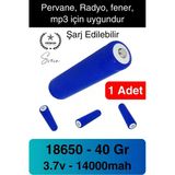 Şarj Edilebilir 40 Gr 18650 Pil El Pervanesi Vantilatör Pili 14000 Mah Radyo Fener MP3 Uzun Süre