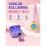 Şarj Kutulu Kablosuz Kulaklık ve Pembe Çanta Charm Analog Saat Seti Müzik ve Aksesuar Bir Arada - Li